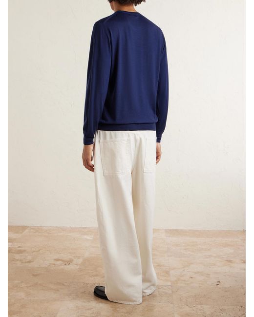 Fedeli Blue Wool Sweater for men