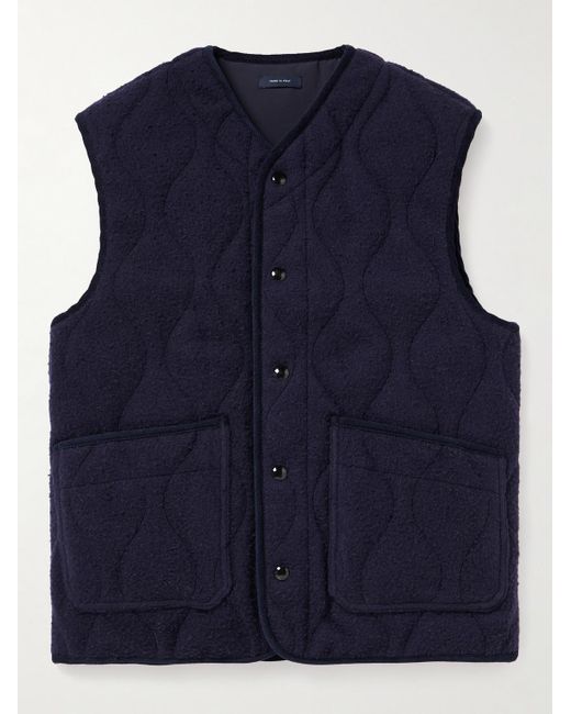 Drake's Blue Quilted Brushed-wool Gilet for men