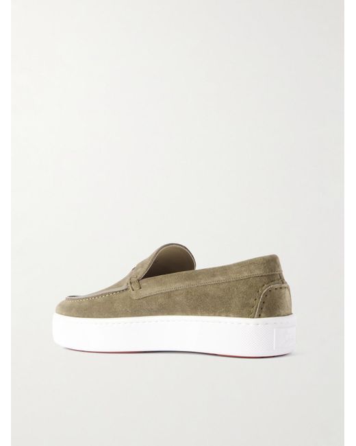 Christian Louboutin Green Paqueboat Suede Penny Loafers for men