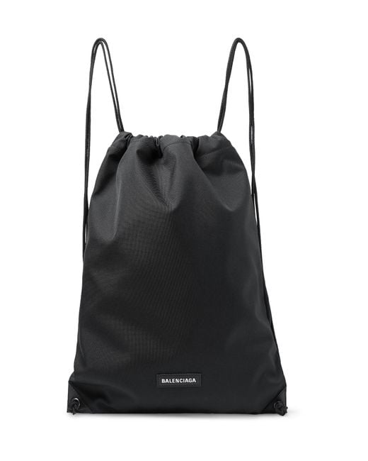 Balenciaga Explorer Canvas Drawstring Backpack in Black for Men | Lyst