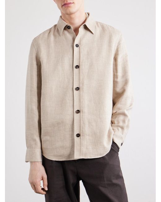 Zegna Natural Cashmere, Linen And Silk-Blend Overshirt for men