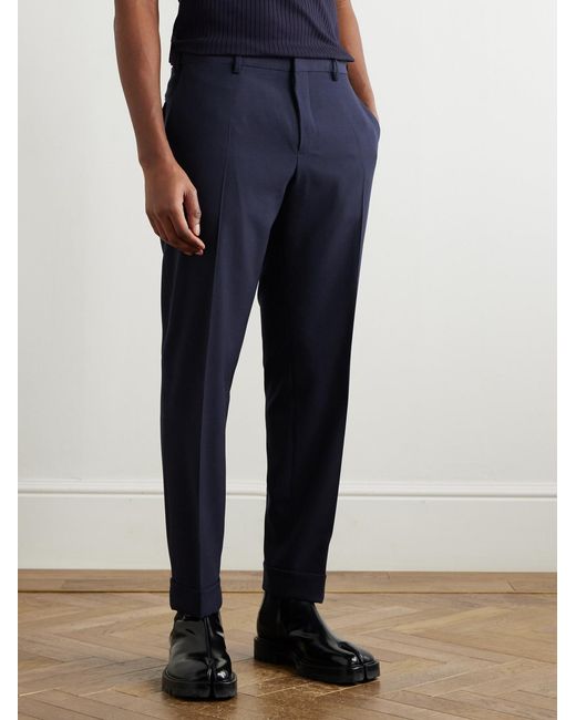 Dries Van Noten Blue Slim-Fit Straight-Leg Wool Trousers for men