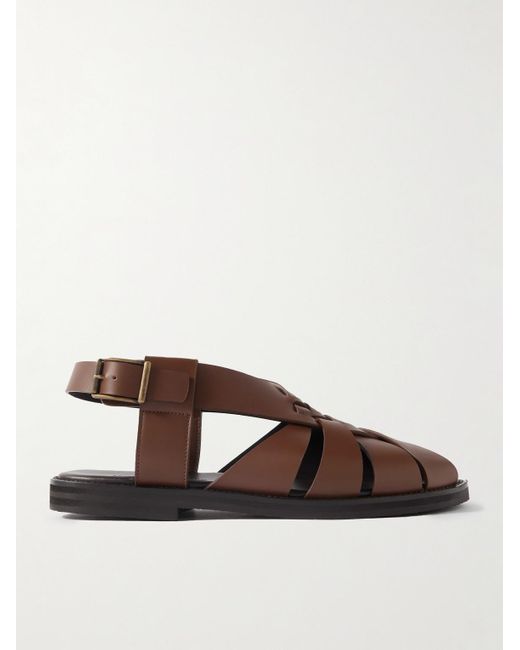 Manolo Blahnik Brown Zale Leather Fisherman Sandals for men