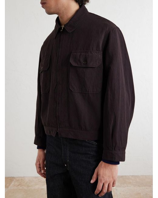Kaptain Sunshine Black Cotton And Linen-blend Jacket for men