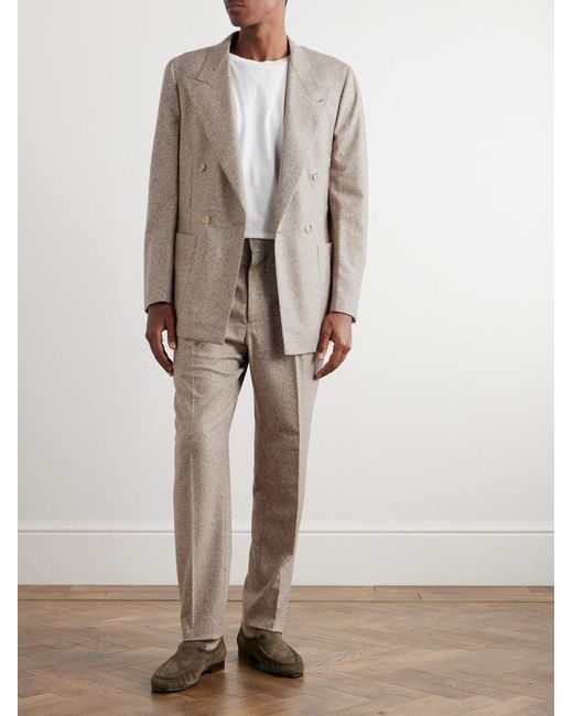 Umit Benan Natural Straight-Leg Wool And Cashmere-Blend Suit Trousers for men