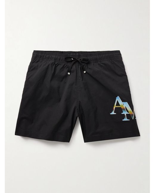 Amiri Black Straight-leg Mid-length Logo-print Swim Shorts for men