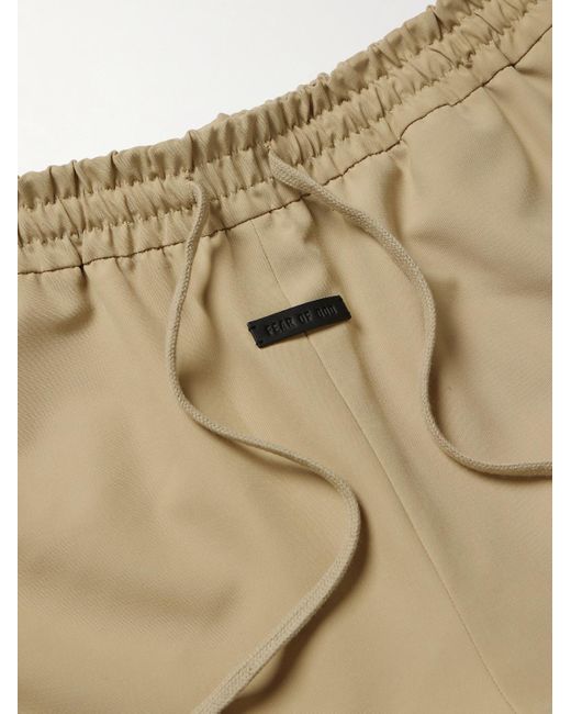 Fear Of God Natural Wide-leg Logo-appliquéd Virgin Wool-crepe Drawstring Shorts for men