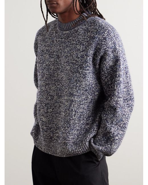 Acne Blue Metallic Textured-Knit Sweater for men
