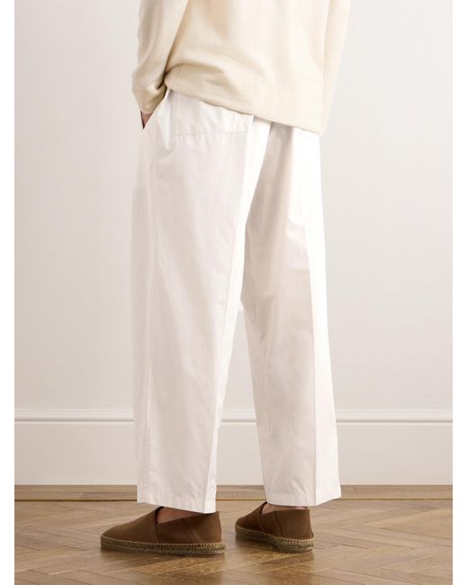 Umit Benan Natural Straight-leg Cotton-poplin Drawstring Trousers for men