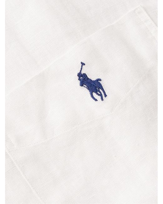 Polo Ralph Lauren White Clady Convertible-collar Logo-embroidered Linen Shirt for men