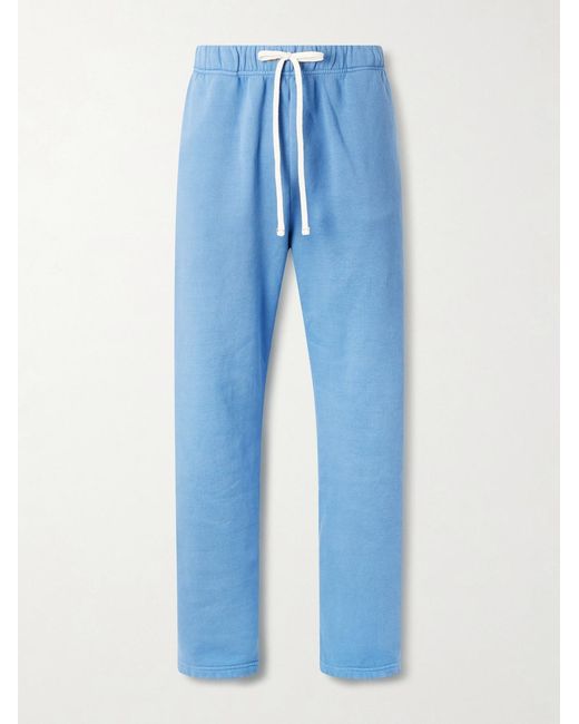 Les Tien Blue Heavyweight Straight-Leg Structured-Fleece Cotton-Jersey Sweatpants for men