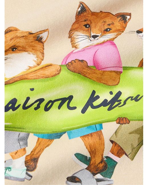 Maison Kitsuné Natural Surfing Foxes Logo-print Cotton-jersey T-shirt for men