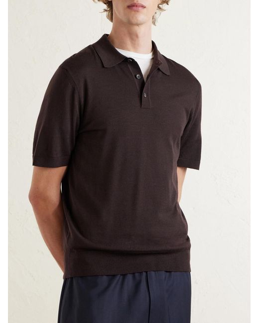 Mr P. Brown Merino Wool Polo Shirt for men