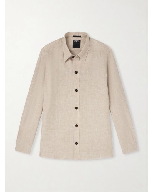 Zegna Natural Cashmere, Linen And Silk-Blend Overshirt for men