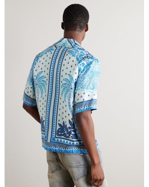 Amiri Hemd aus bedrucktem Seiden-Twill mit Reverskragen in Blue für Herren