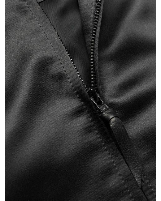 Golden Bear Black Sukajan Leather-Trimmed Satin Bomber Jacket for men