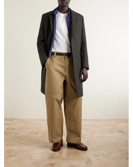AMI Natural Straight-Leg Cotton-Canvas Trousers for men