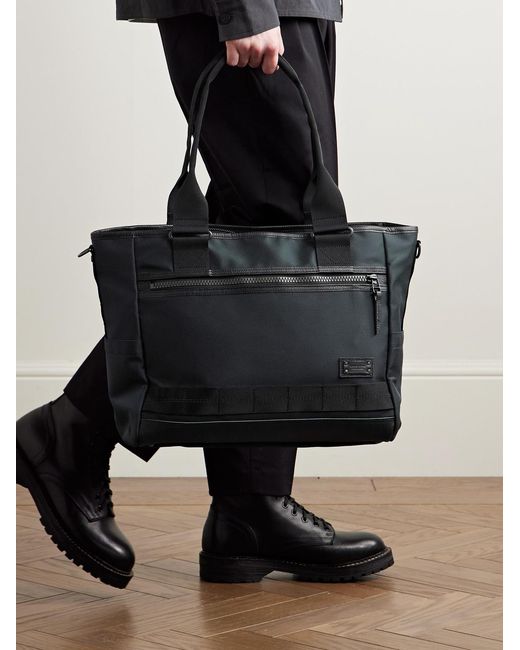 Master Piece Black Rise Ver.2 3Way Leather-Trimmed Mastertex-09 Tote Bag for men