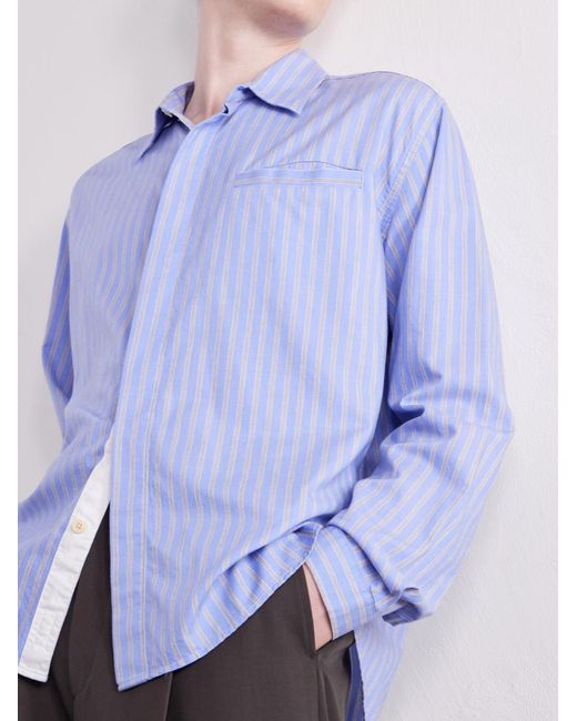Oliver Spencer Blue Mulvey Striped Cotton Shirt for men