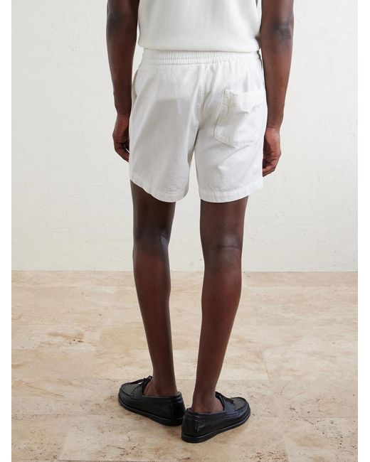 Mr P. White Straight-Leg Cotton Drawstring Shorts for men