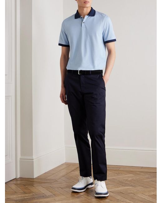 Mr P. Blue Two-Tone Piqué Golf Polo Shirt for men