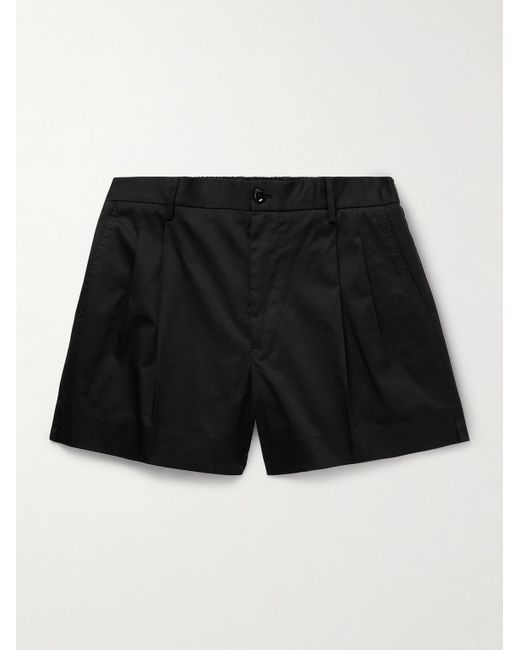 Dolce & Gabbana Schmal geschnittene Shorts aus Twill aus einer Baumwollmischung mit Falten in Black für Herren