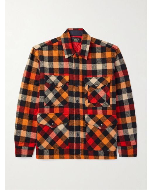 RRL Red Checked Wool Shirt Jacket for men
