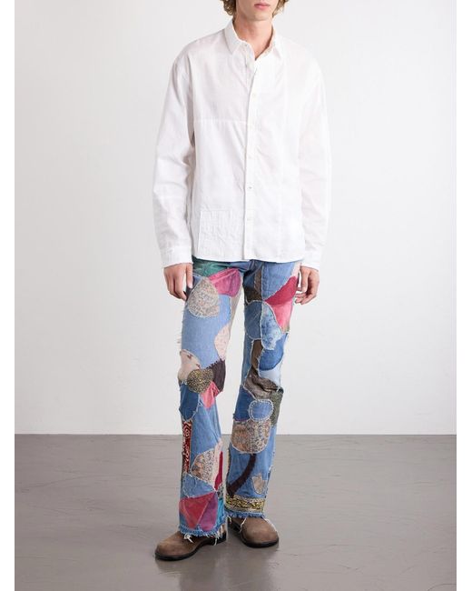 Kapital Blue Rat Flared Patchwork Frayed Jeans for men