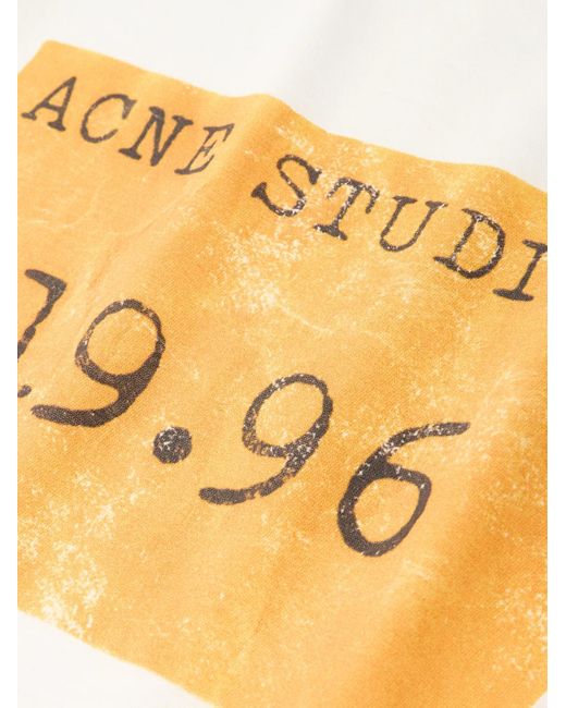 Acne White Oversized Logo-Print Cotton And Hemp-Blend Jersey T-Shirt for men