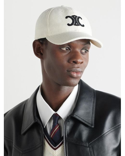 Céline Triomphe Baseballkappe aus einer Wollmischung mit Logostickerei in Natural für Herren