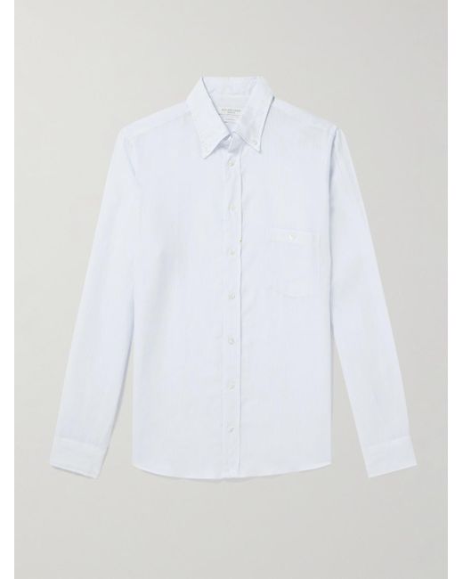 Richard James White Button-down Collar Linen Shirt for men