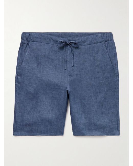 Loro Piana Blue Straight-leg Linen Drawstring Bermuda Shorts for men