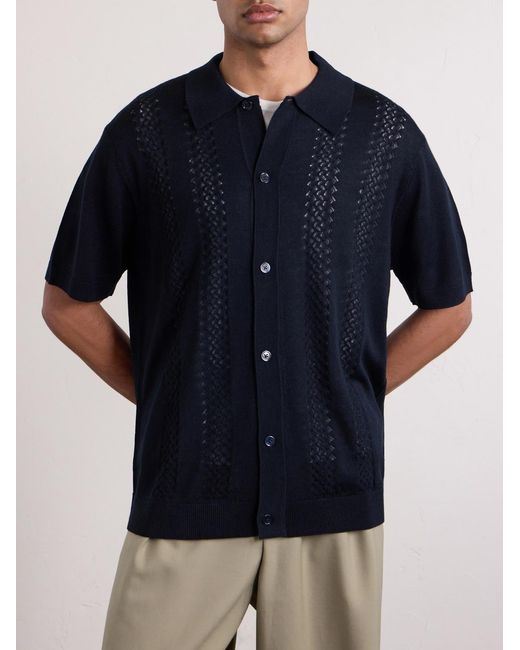 NN07 Blue Thor 6584 Open-Knit Wool-Blend Cardigan for men
