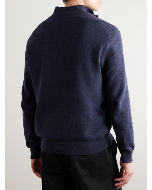 Polo Ralph Lauren Blue Logo-embroidered Honeycomb-knit Cotton Sweater for men