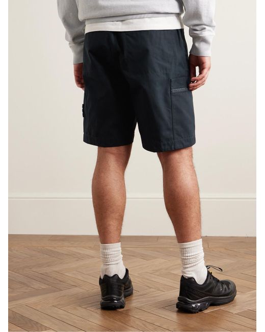 Stone Island Blue Ghost Straight-leg Logo-appliquéd Cotton Shorts for men