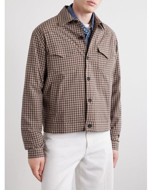 Oliver Spencer Natural Witley Checked Cotton-Blend Jacket for men