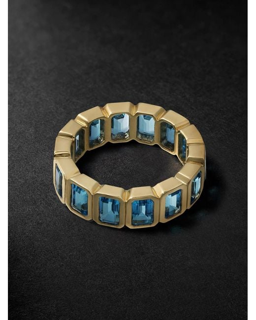 42 Suns Black 14-karat Gold Blue Topaz Eternity Ring for men