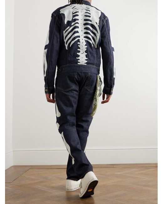 Kapital Blue Crochet-Trimmed Denim Jacket for men