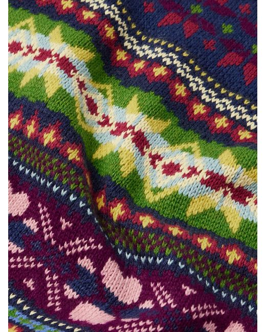 Polo Ralph Lauren Blue Fair Isle Cotton, Wool And Linen-Blend Sweater for men