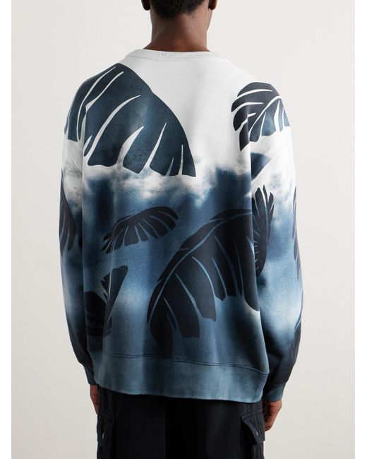Dries Van Noten Blue Printed Cotton-jersey Sweatshirt for men