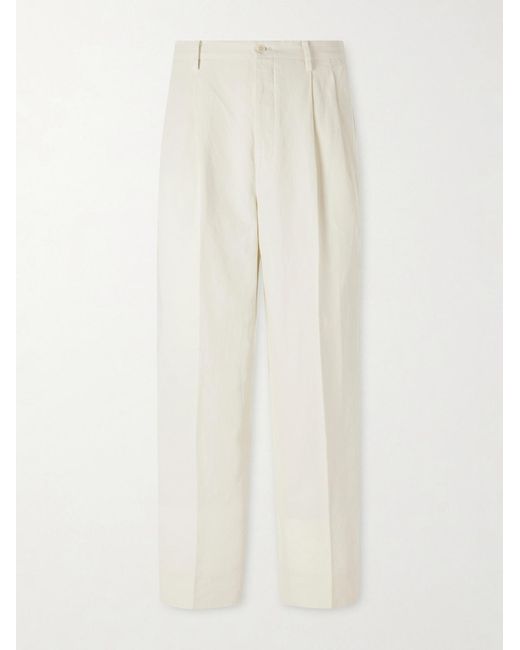 Kaptain Sunshine White Tapered Cotton And Linen-blend Trousers for men