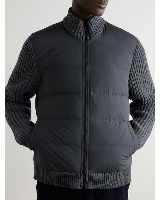 James Perse Ribbed Knit Quilted Down Jacket in Grey for Men Lyst UK