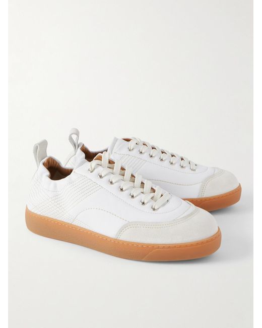 Dries Van Noten White Leather And Suede Sneakers for men