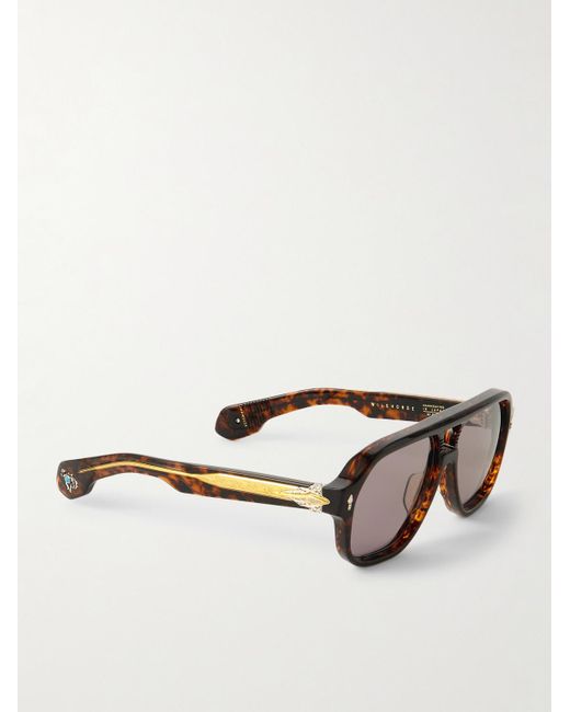 Jacques Marie Mage Black Last Frontier Vi Wildhorse Aviator-Style Acetate, - And-Tone Sunglasses for men