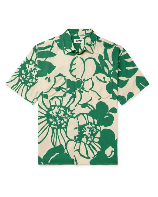 YMC Green Mitchum Floral-print Twill Shirt for men