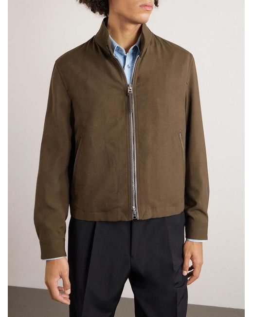 Tom Ford Green Leather-trimmed Virgin Wool for men