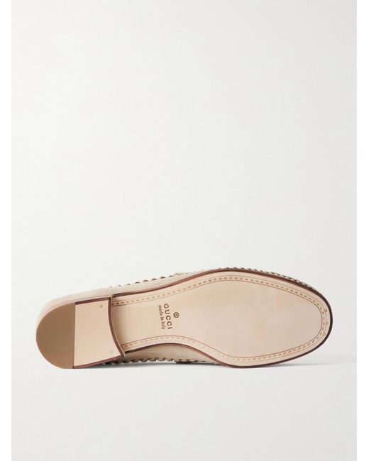 Gucci Natural Horsebit-Embellished Woven Suede Loafers for men