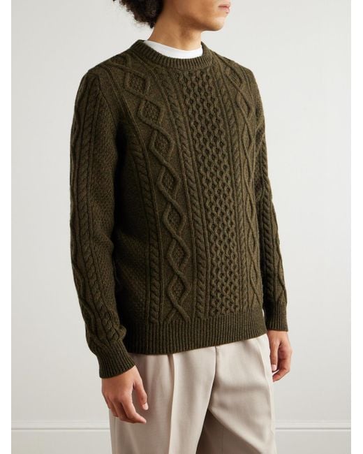 Ghiaia Green Pescatore Cable-Knit Wool Sweater for men