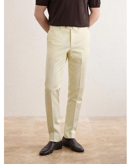 De Petrillo Natural Tapered Cotton-Twill Suit Trousers for men