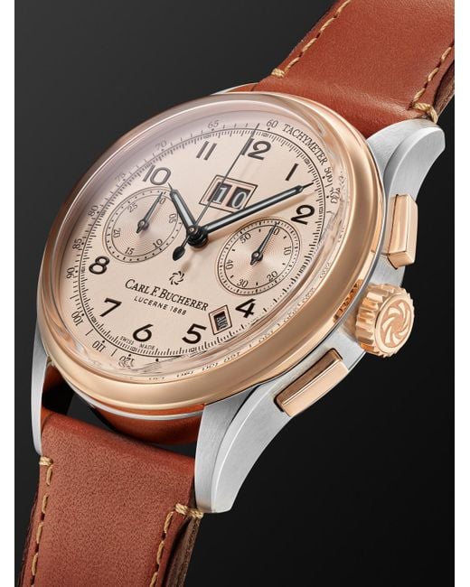 CARL F BUCHERER Black Heritage Bicompax Annual Limited Edition Automatic Chronograph 18-Karat Rose And Stainless Steel Watch, Ref. 00.10803.07.42.01 for men